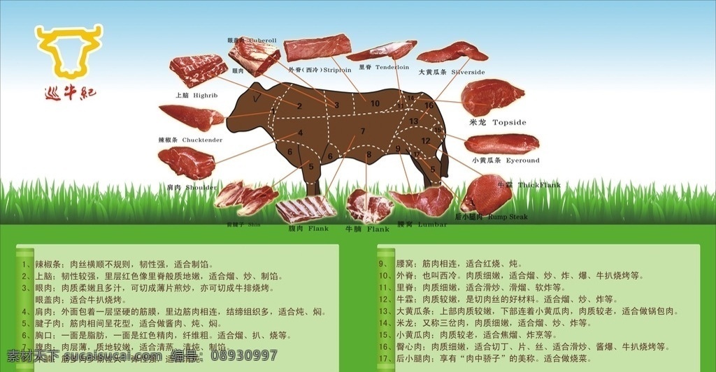 牛肉 部位 分解 图 黄牛肉 分解图 详细 解说 牛杂 牛腿 牛筋 牛头