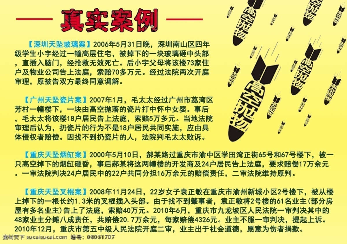 高空 抛物 真实 案例 高空抛物 真实案例 物业小区 海报 宣传