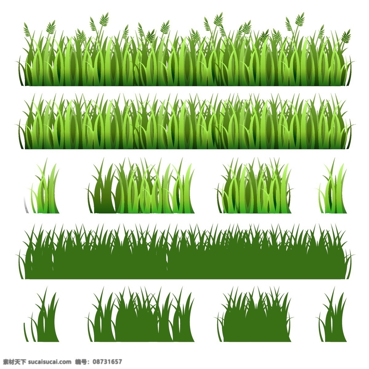 绿色草丛矢量 植物 草丛 草地 剪影 小麦 矢量图 ai格式 生物世界 花草