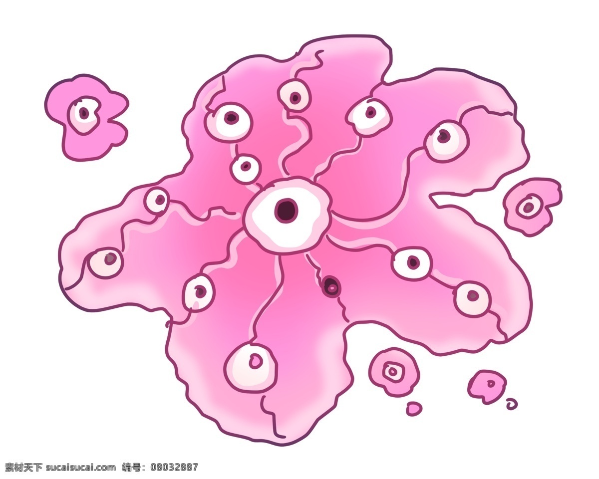 粉色 病毒 细菌 插画 粉色病毒 卡通病毒插画 生物病毒插画 白色的眼睛 创意病毒插画 病毒插画