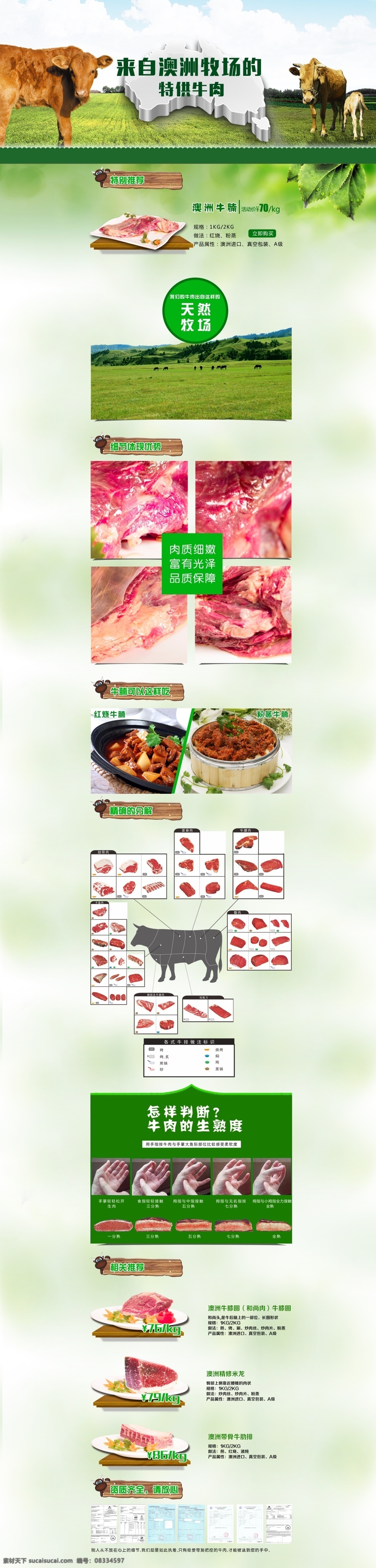 牛肉专题页 澳洲 菜肴 创意 黄牛 绿色 牧场 牛 牛排 牛肉 肉类 生鲜 荤菜 淘宝 专题页 牛肋骨 分解 火攻 浅绿 叶子 页面 水牛 原创设计 原创淘宝设计