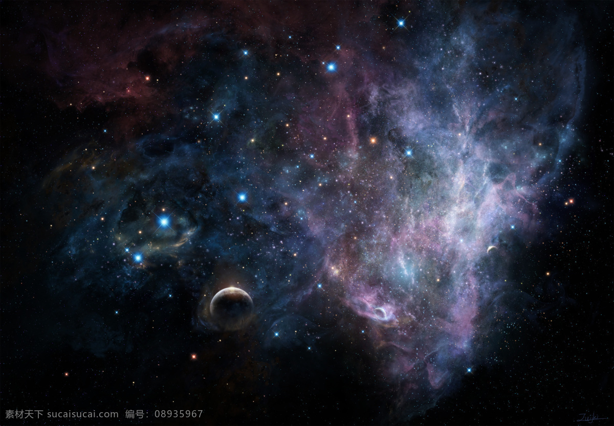 黑色 梦幻 星球 唯美 星空 背景