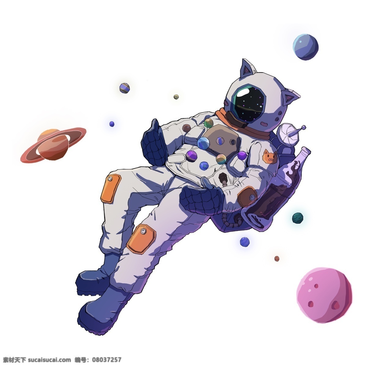 手绘 宇航员 人物 元素 星球 宇宙 天文学 卡通 免 扣 透明元素