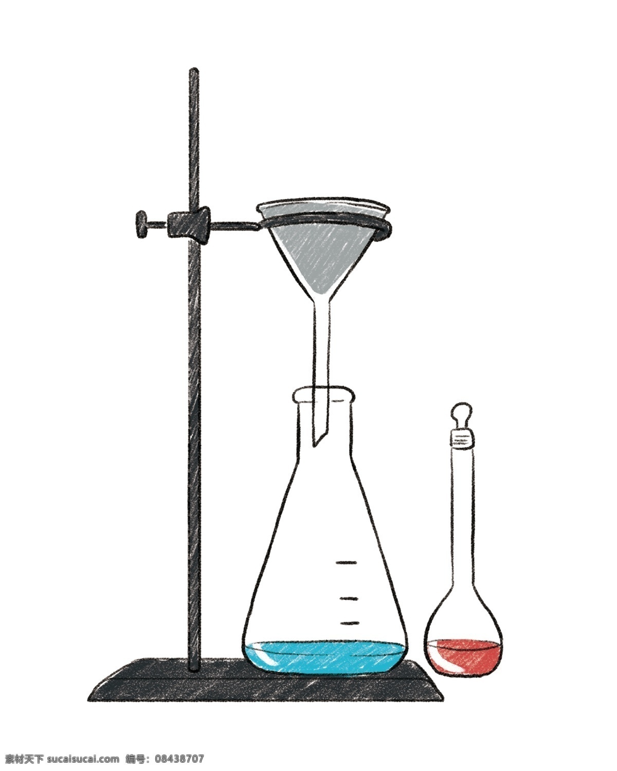 白色 漏斗 实验 插图 化学 商用 图案 学习 支架 烧杯 蓝色 考试 化学加热实验 化学实验插图