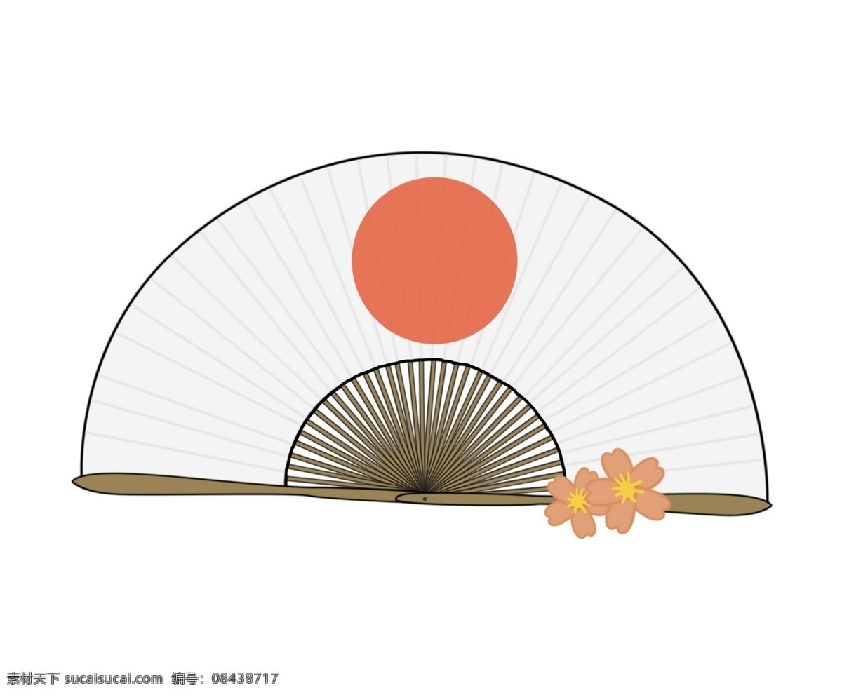 白色 日本 折扇 插画 白色折扇 扇子 日本文化 日本折扇插画 折扇插画插图 白色扇子 国旗扇子