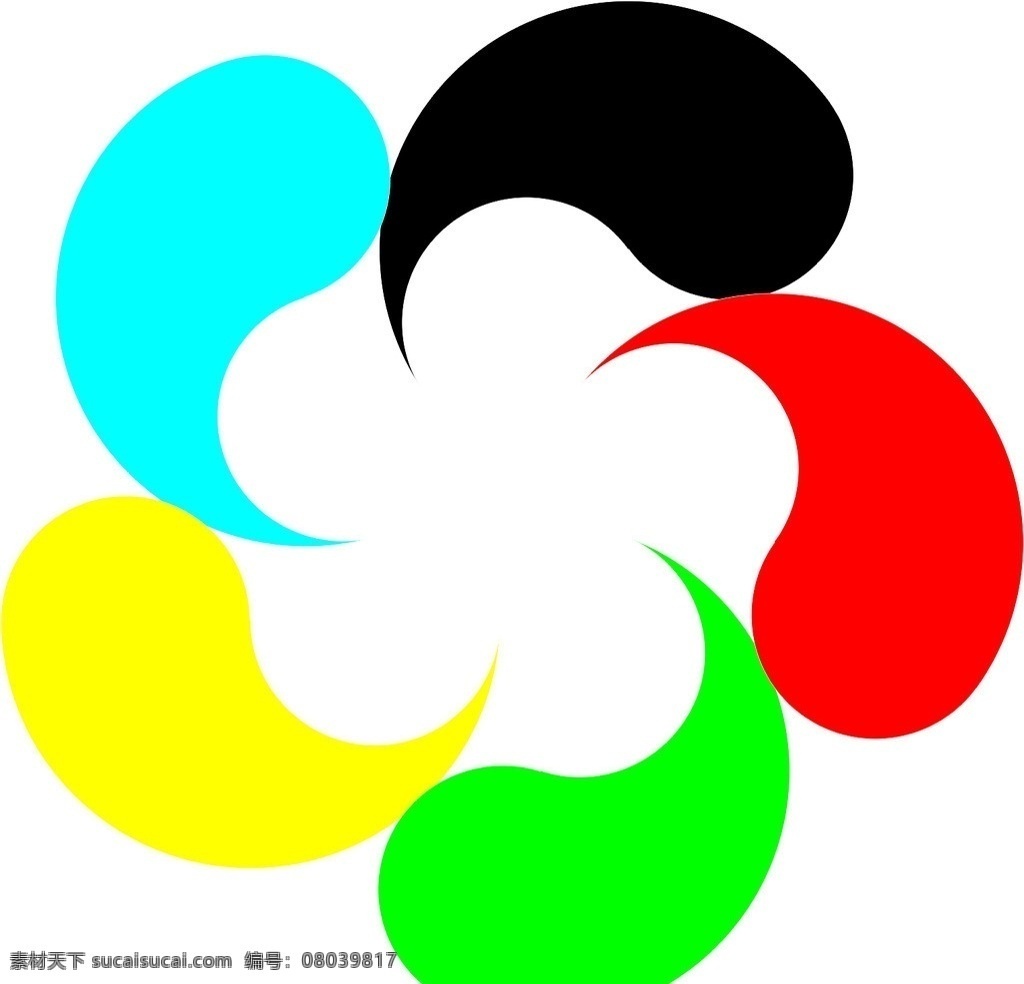 旋转水滴 水滴 旋转 五彩 六色 花 logo 图案 小图标 标识标志图标 矢量