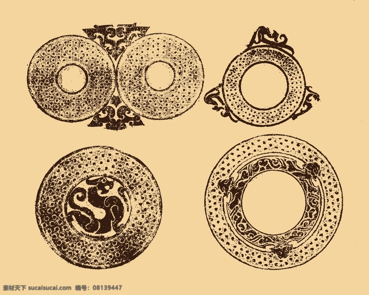 楚汉 装饰 艺术 集 陶器 玉器 丝织品 金银器 图案 纹样 白描 线描 传统 分层 源文件