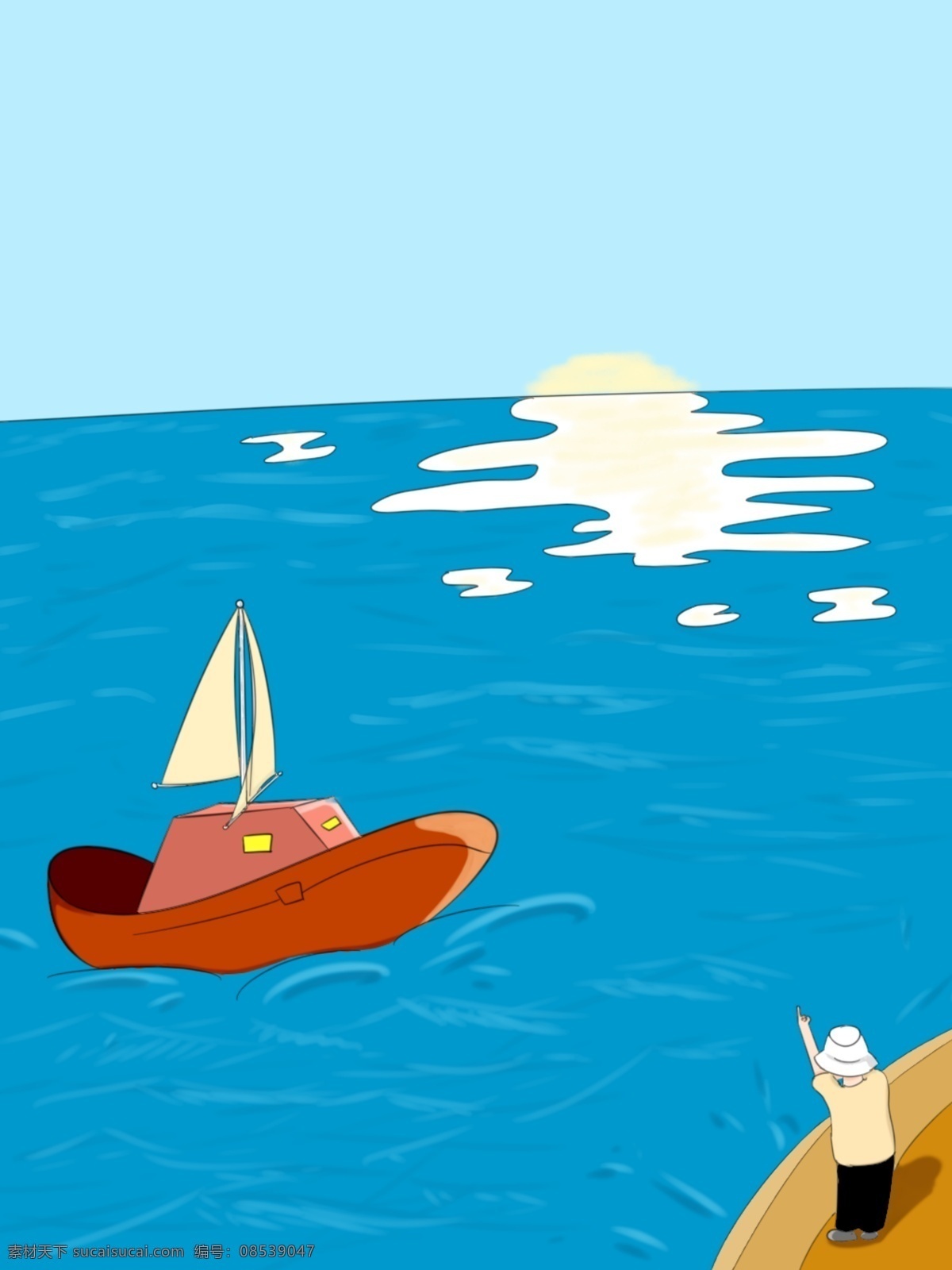 原创 手绘 航海 系列 清新 背景 航海系列 卡通