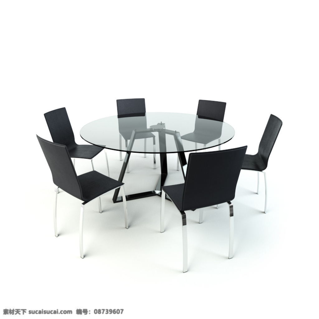 玻璃 圆 餐桌椅 组合 时尚 现代 餐桌 桌子 椅子 餐椅 餐桌椅组合 桌椅 饭桌 模型 3d模型 家装模型 3d渲染 高端模型