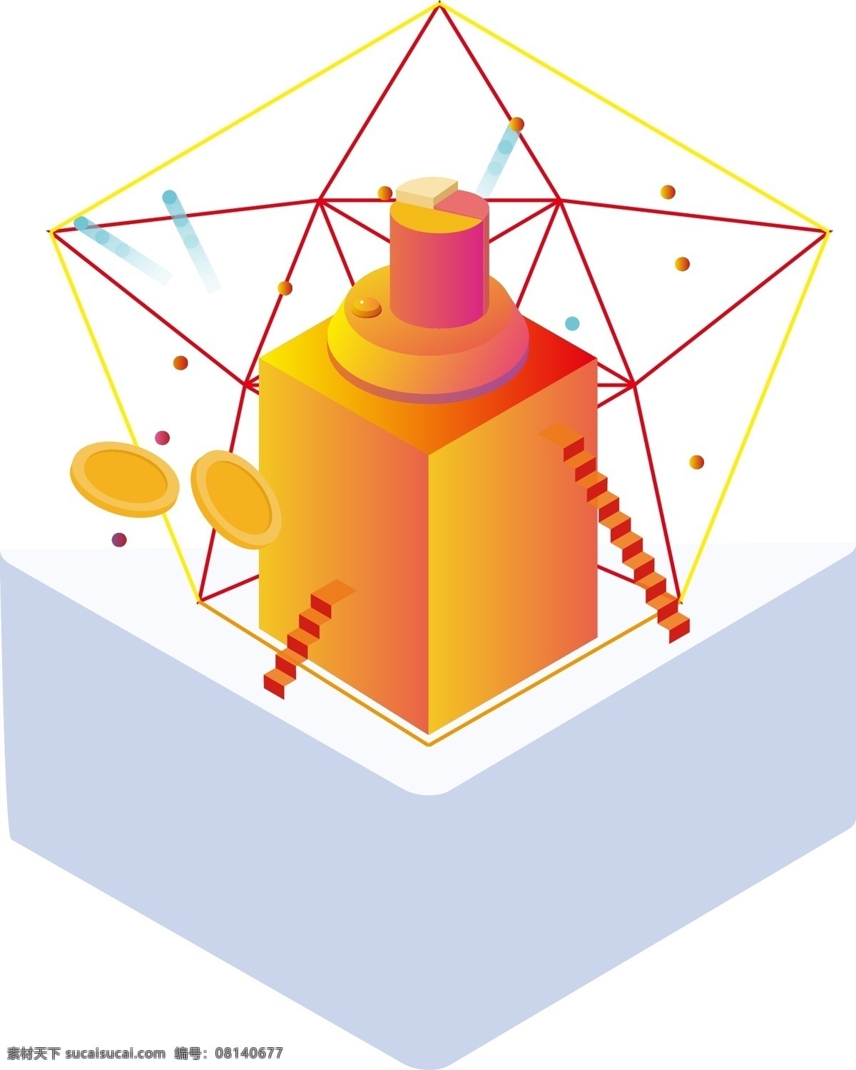 d 金融 科技 比特 币 区块 链 矢量 插画 比特币 2.5d 区块链