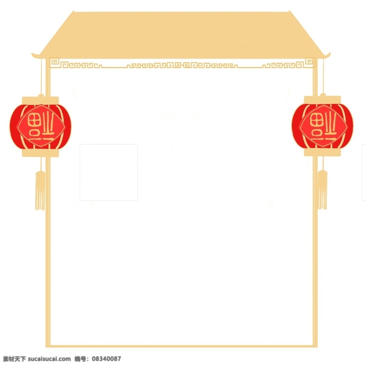 新年 红色 灯笼 边框 新年喜庆边框 红色灯笼 房屋式样边框 喜庆边框 红色边框 福到边框 黄色边框
