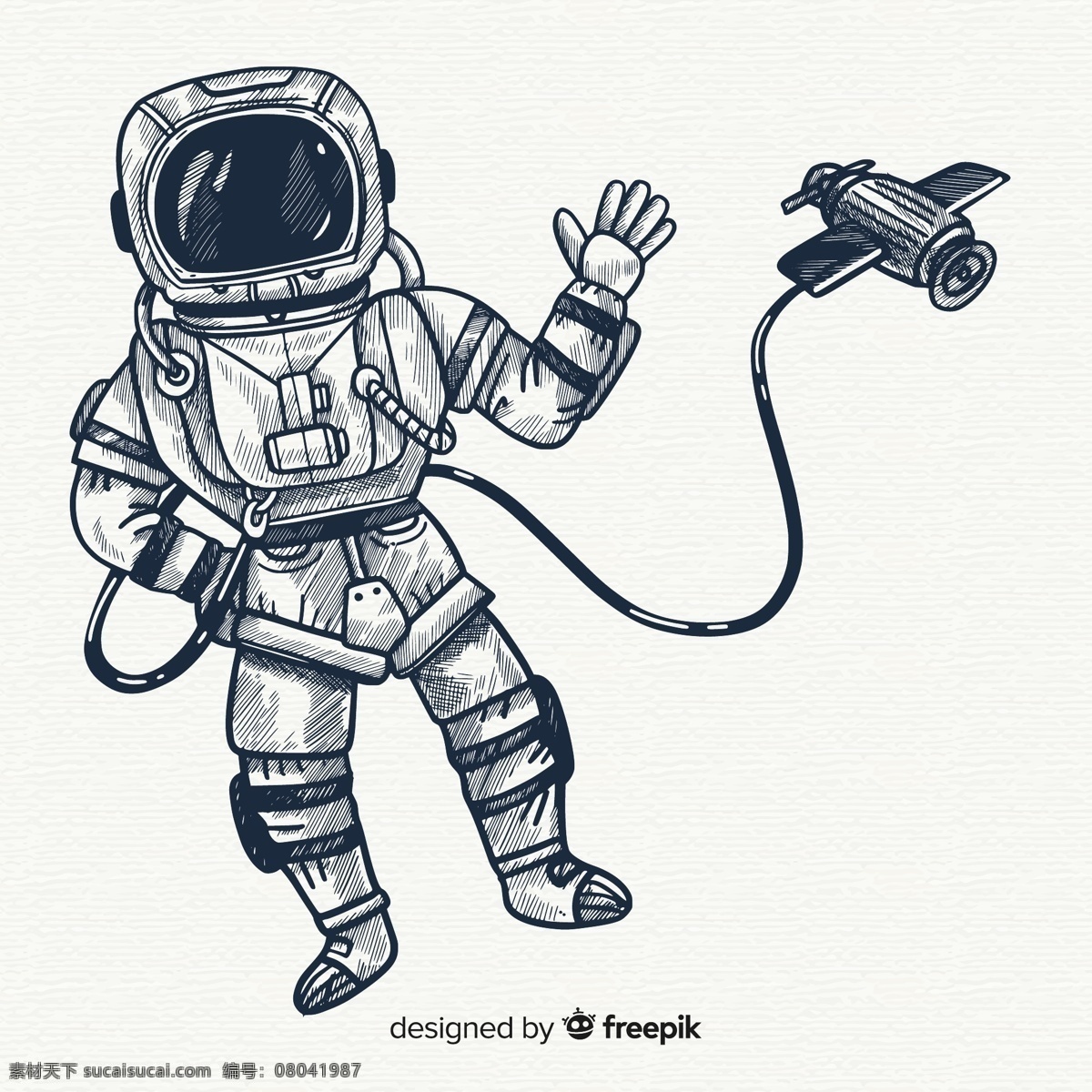 宇航员 宇宙飞船 手绘 科技 太空 探索 矢量 高清图片