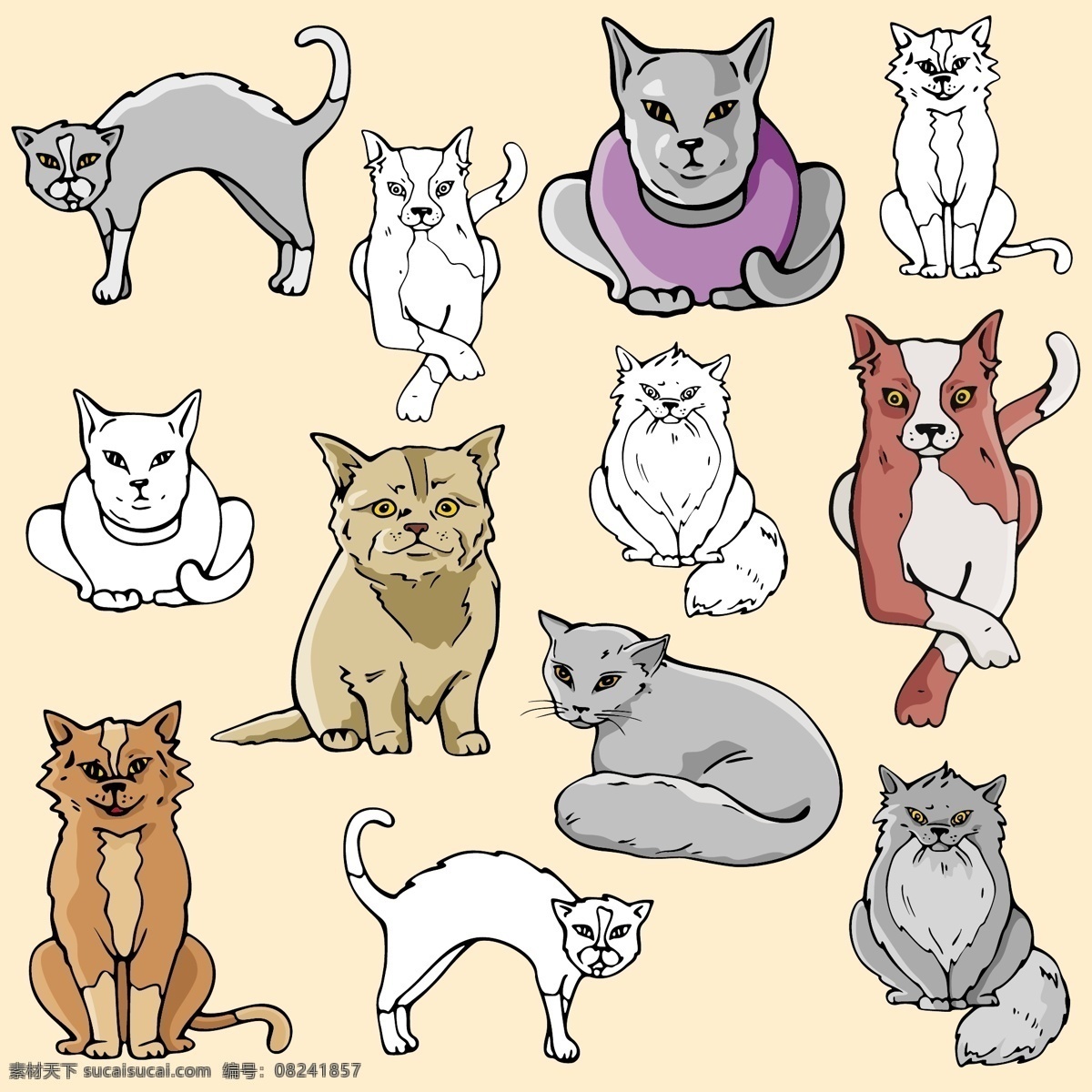 卡通 猫 卡通猫 矢量猫 矢量图 其他矢量图