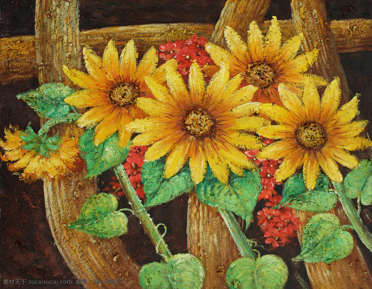 油画 花卉 向日葵 油画素材下载 花朵 绘画书法 文化艺术
