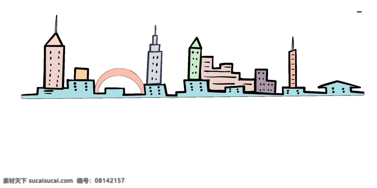 卡通 城市 分割线 装饰 城市分割线 城市建筑 高楼 楼房 建筑物分割线 卡通城市楼房 分割线装饰