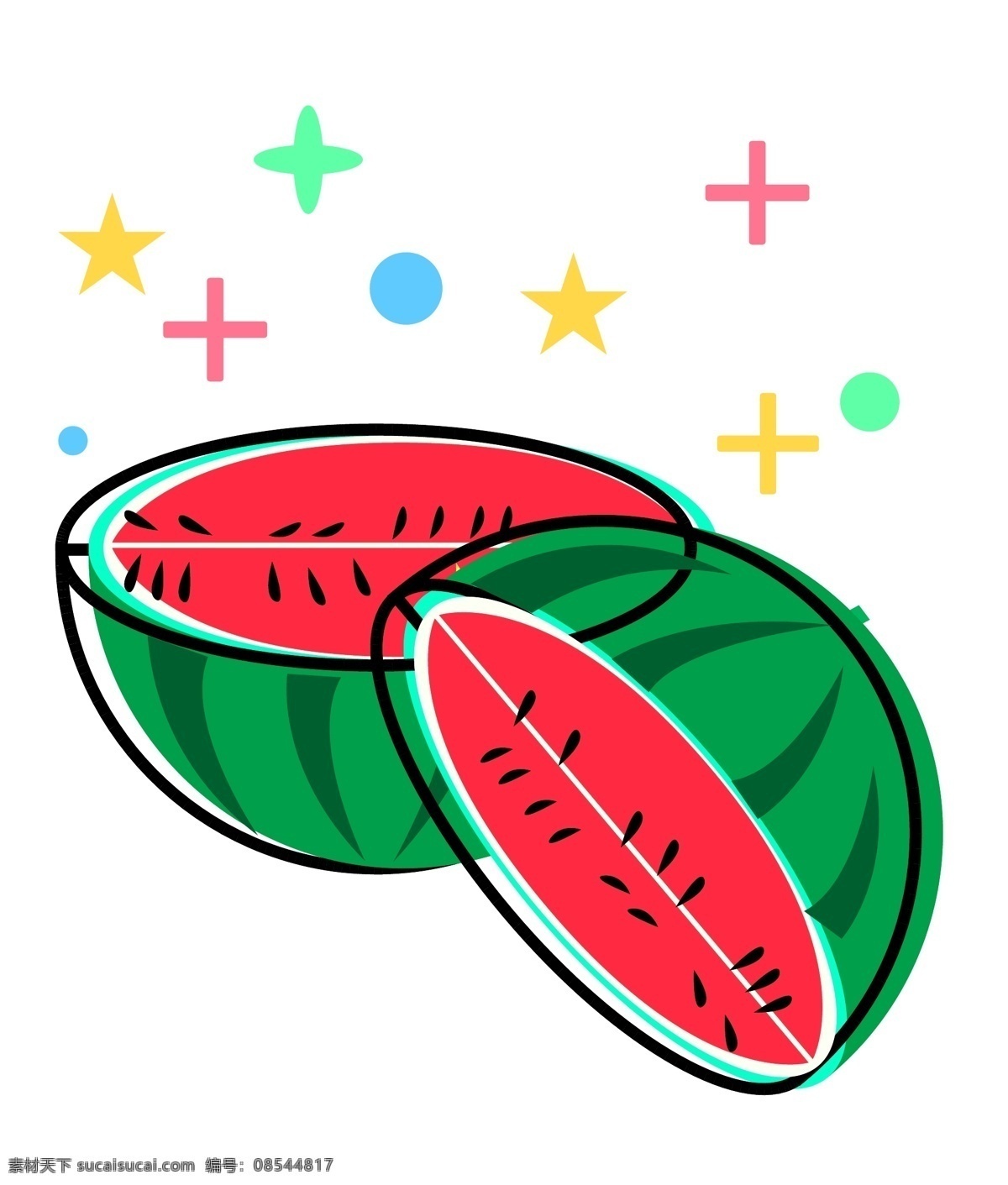 绿色切开西瓜 水果 夏季 西瓜