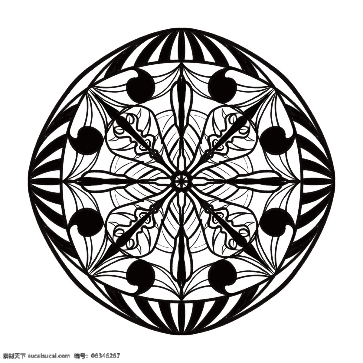 手绘 对称 规则 图案 矢量 花纹 魔法阵