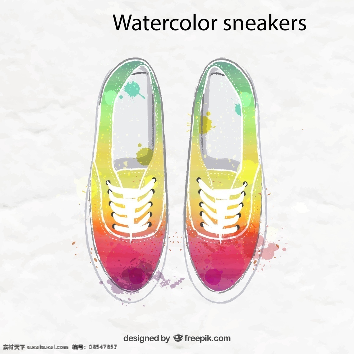 水彩 绘 运动鞋 矢量 旅游鞋 滑板鞋 球鞋 平板鞋 帆布鞋 高清图片