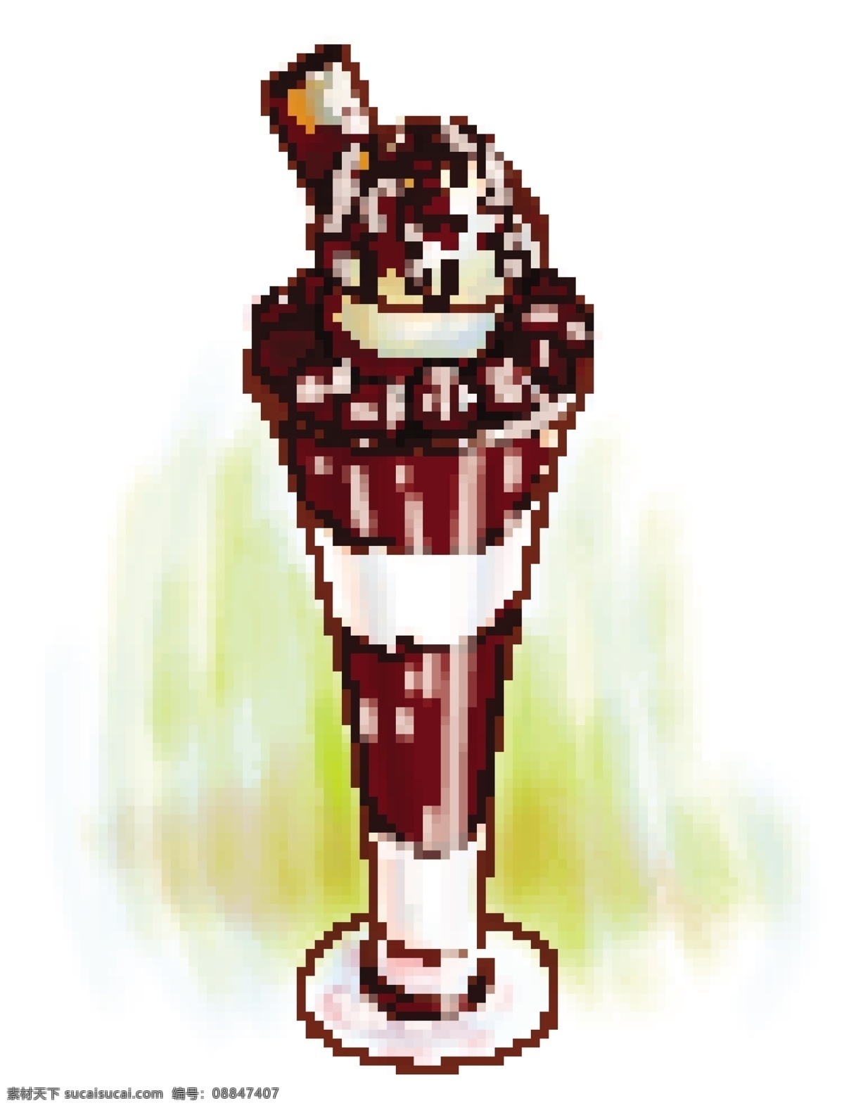 矢量 手绘 鸡尾酒 冰淇淋 高脚杯 红豆 彩绘插图 矢量图 其他矢量图