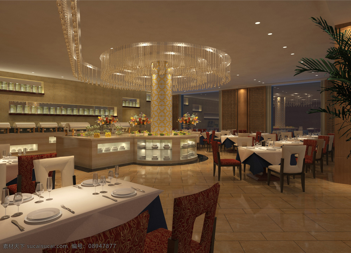 灯饰 环境设计 室内设计 酒店 自助 餐厅 效果图 设计素材 模板下载 家居装饰素材