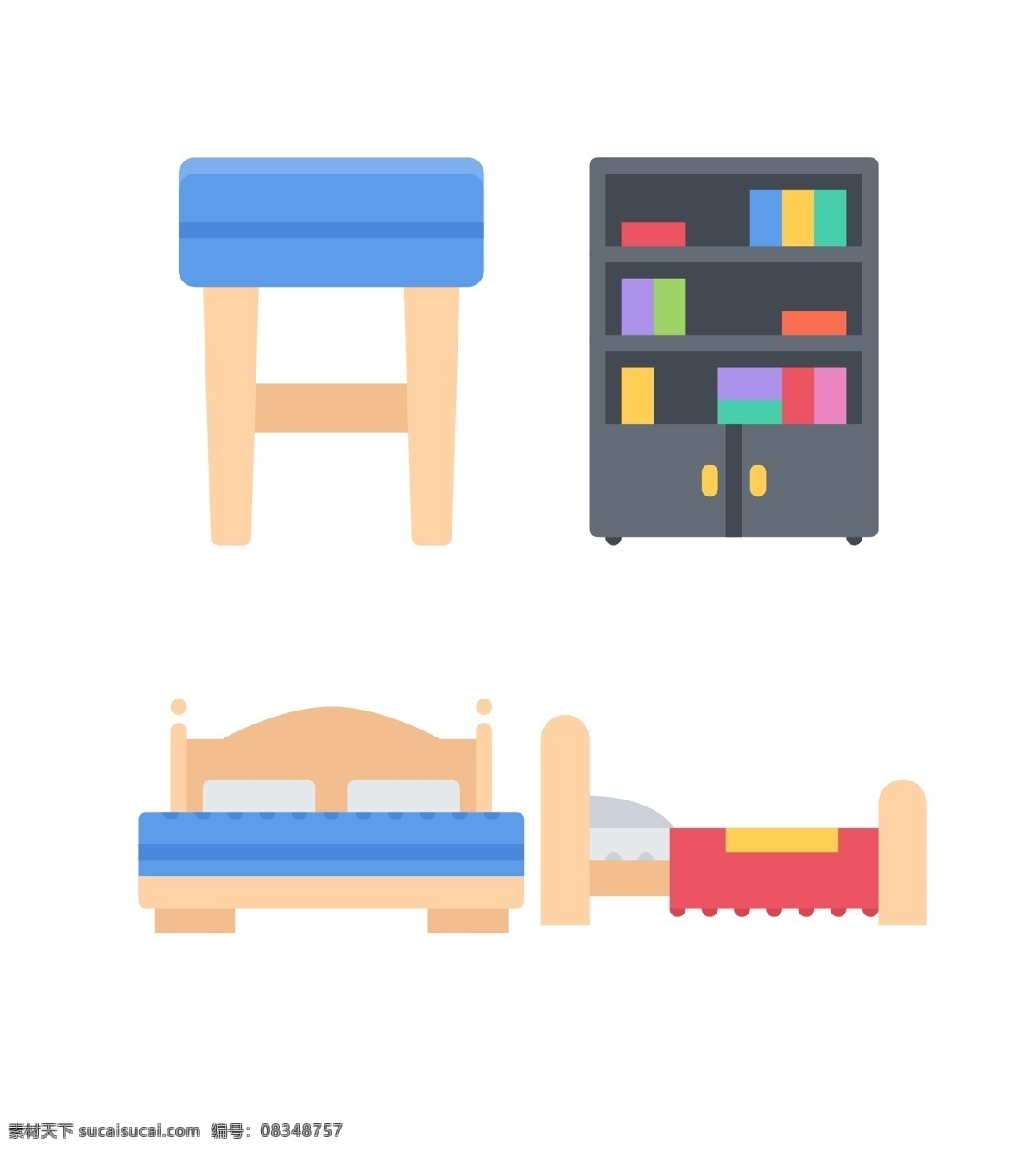 家具 饰品 简洁 矢量 icon 网页模板 床 小床 衣柜 书架 网页 图标 模板下载 网页图标 漂亮图标
