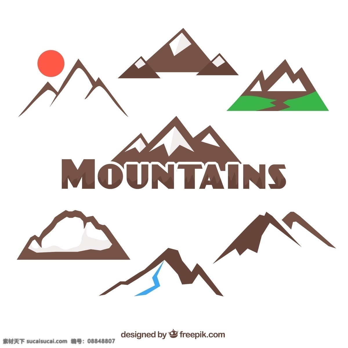山峰标志 山 太阳 标志 山峰 logo 户外 矢量图