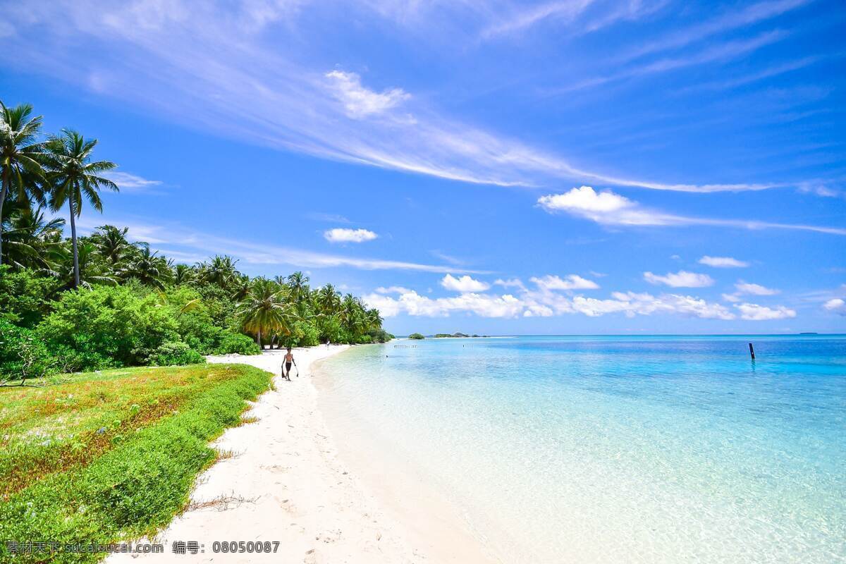 海滩背景 沙滩 海滩 大海 天空 蓝天白云 绿色 蓝色 椰子树 度假风景 高清 背景 海边沙滩 旅游图片 素材背景 海边风景 阳光沙滩 蔚蓝天空 自然风景 旅游摄影