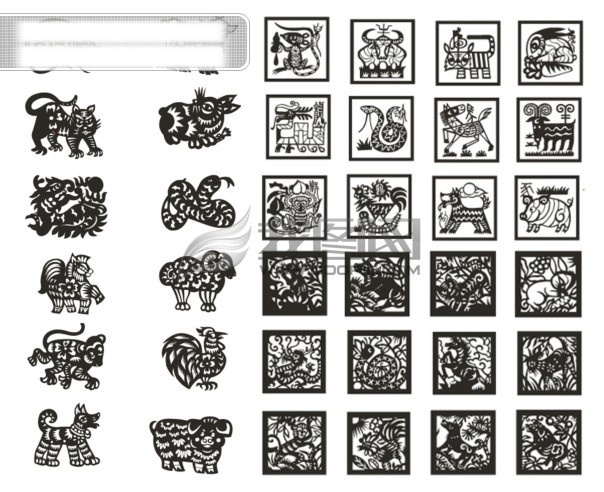 中国 十二生肖 剪纸 矢量 生肖 格式 矢量图 其他矢量图