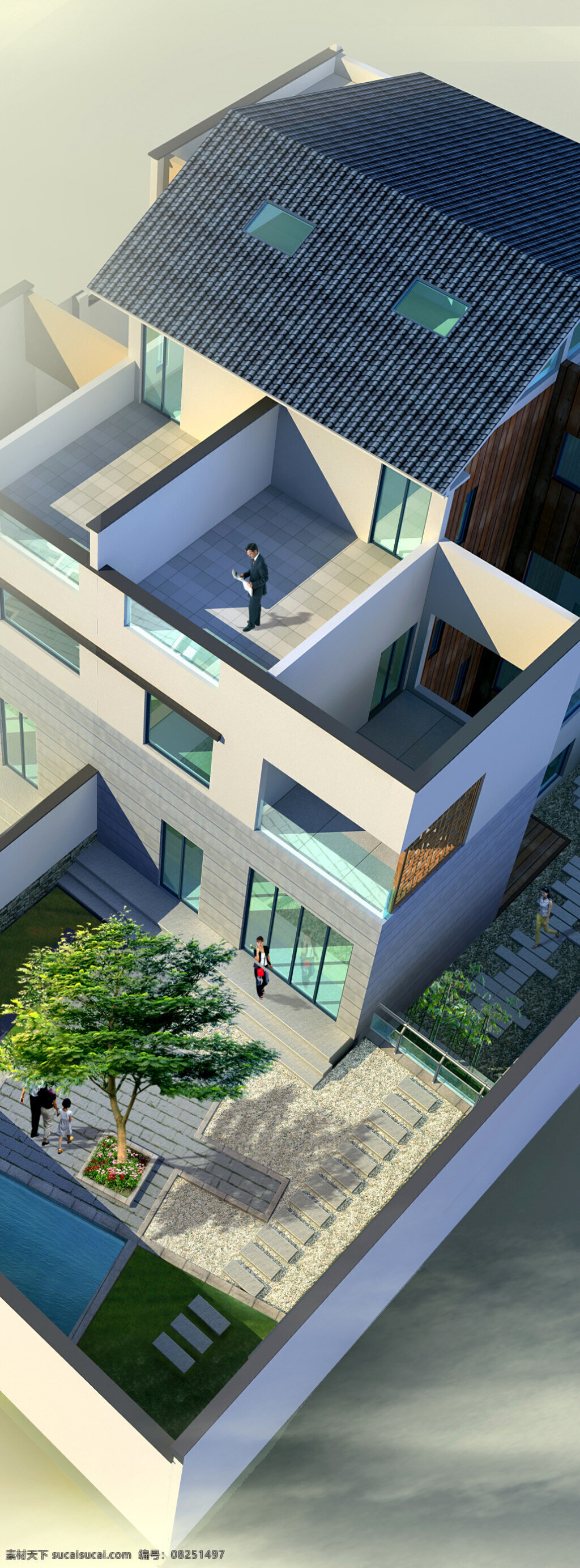 3d 中式 建筑模型 模板下载 建筑 俯视图 中式建筑模型 中式建筑模板 室外 模型 设计素材 max 灰色