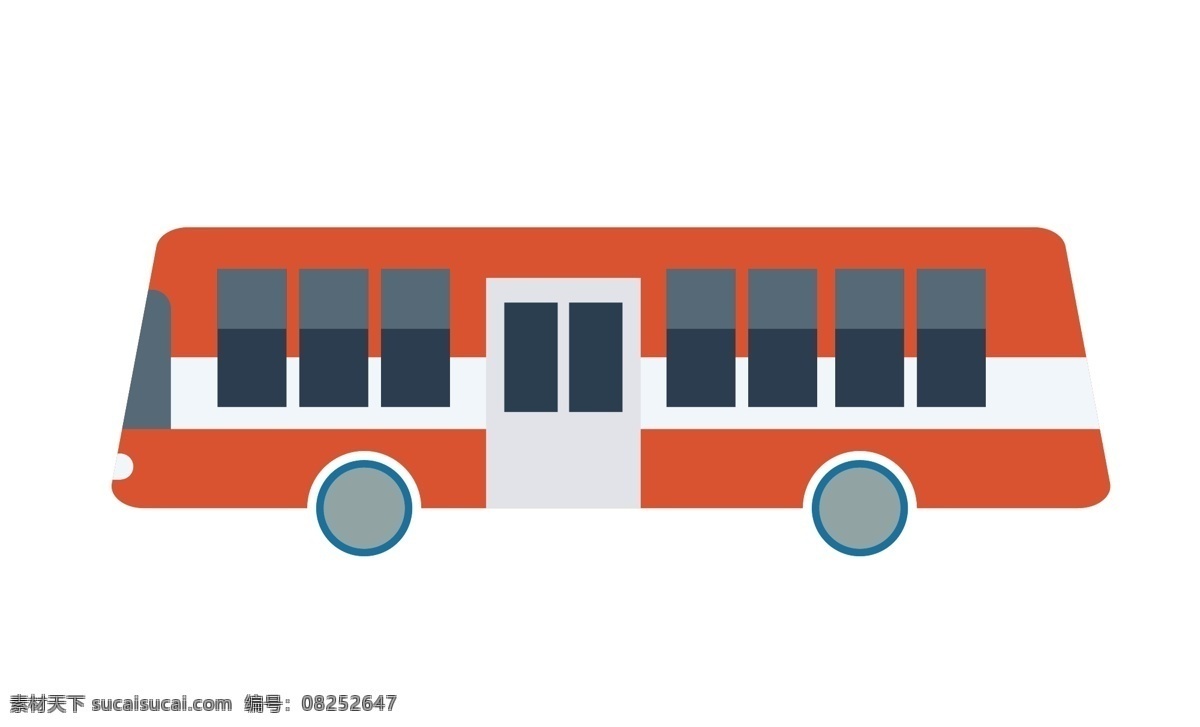 橘红色 公交车 插画 卡通公交车 红 白相 间 车身 公交车插画 漂亮的公交车 公交站台