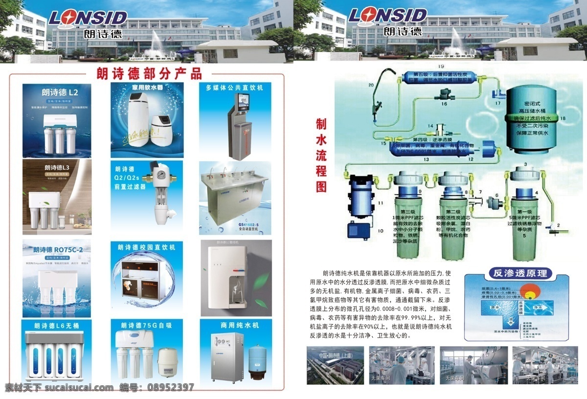 朗诗德 水 净水器 dm单 平面设计 海报 分层素材 流程图 广告 dm宣传单