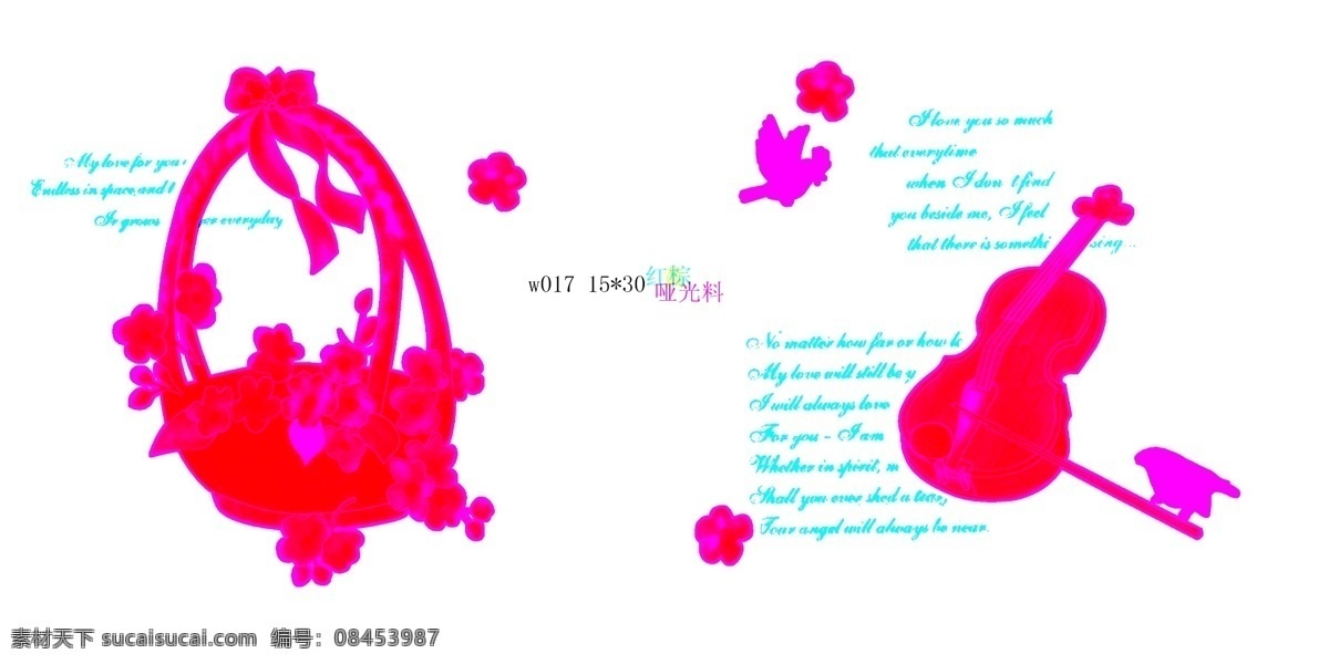 提琴 花蓝 花片 陶瓷 小鸟 小提琴 psd源文件