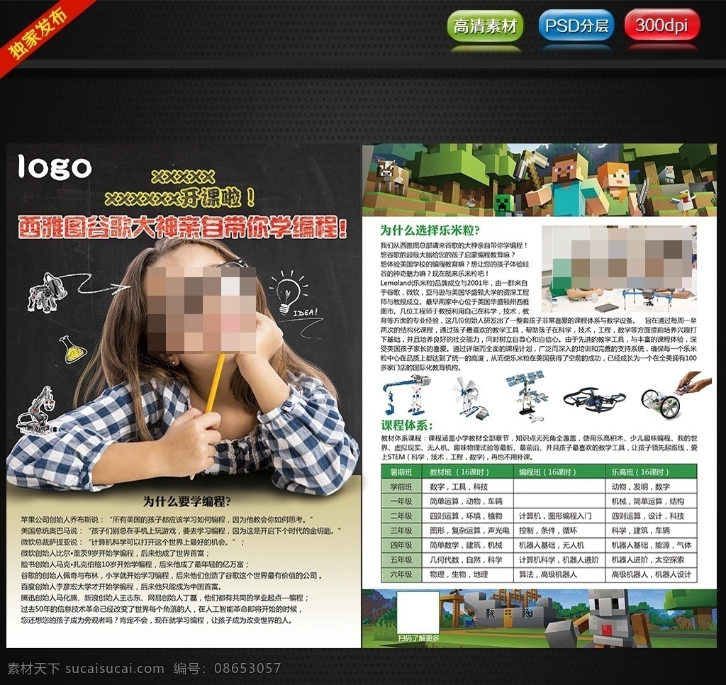 编程培训 编程儿童 英语 教育 培训 培训学校 英语培训学校 学校 学生 课程 英语课 宣传单 折页 教育类