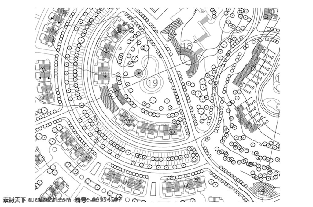 cad 小区 景观 平面 方案 图 园林平面图 cad图纸 规划设计 工程施工 小区景观规划 施工 工程平面图 cad景观