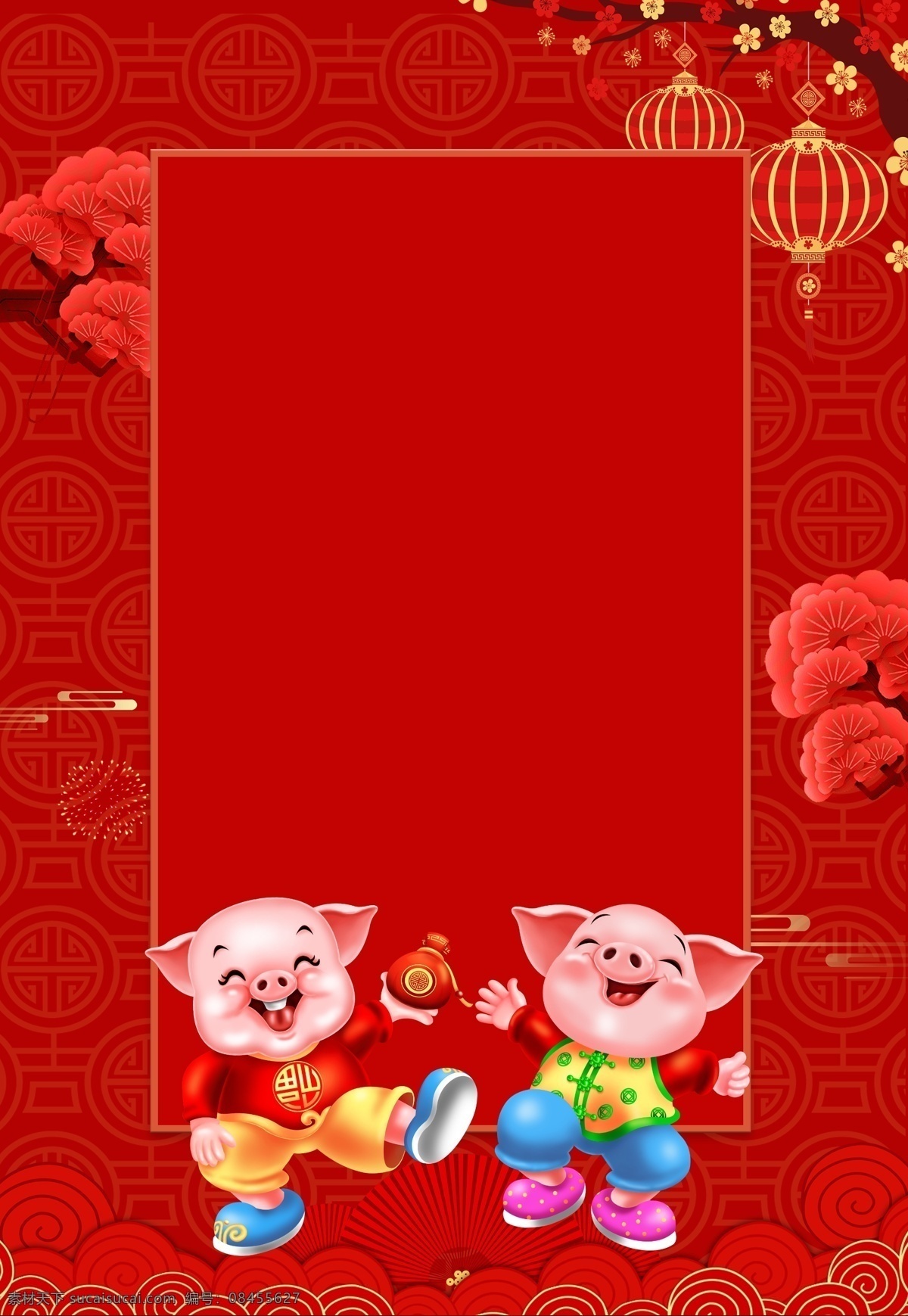 2019 猪年 喜庆 新春 背景 灯笼 春节 海报背景 中国风 花枝 新年背景 猪年素材 2019猪年 猪年新春素材 金猪贺岁 新年大吉 新年展板