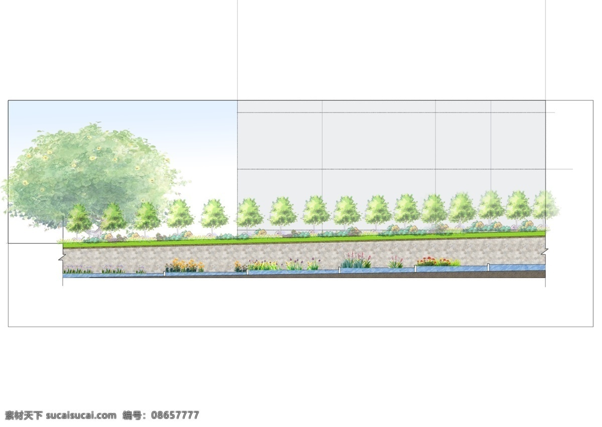 福建农林大学 下 安 区 水沟 改造 立面 图 景观 园林 水沟改造 原创设计 其他原创设计