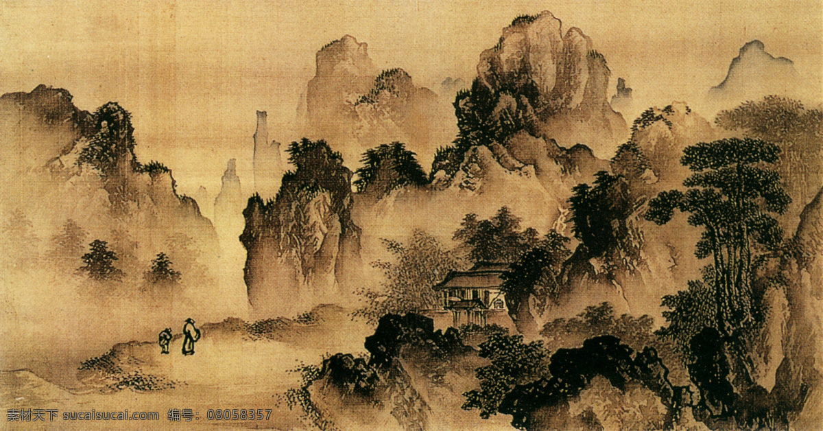 灵阳 十景 图 二部 古代 古代人物 古典 古画 国画 绘画 名画 山水画 书法 书画 水墨画 文化艺术 归去来辞图 国画古画