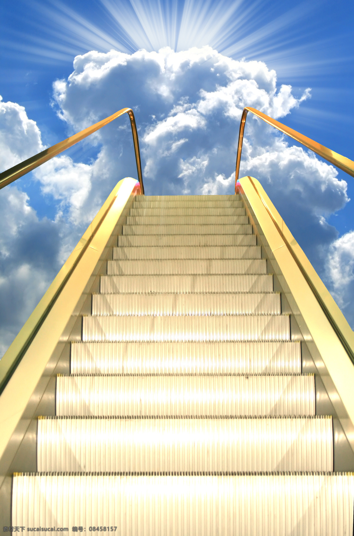 楼梯 天空 背景 素材图片 台阶 手扶梯 电梯 白云 3d效果 效果图设计 天空图片 风景图片