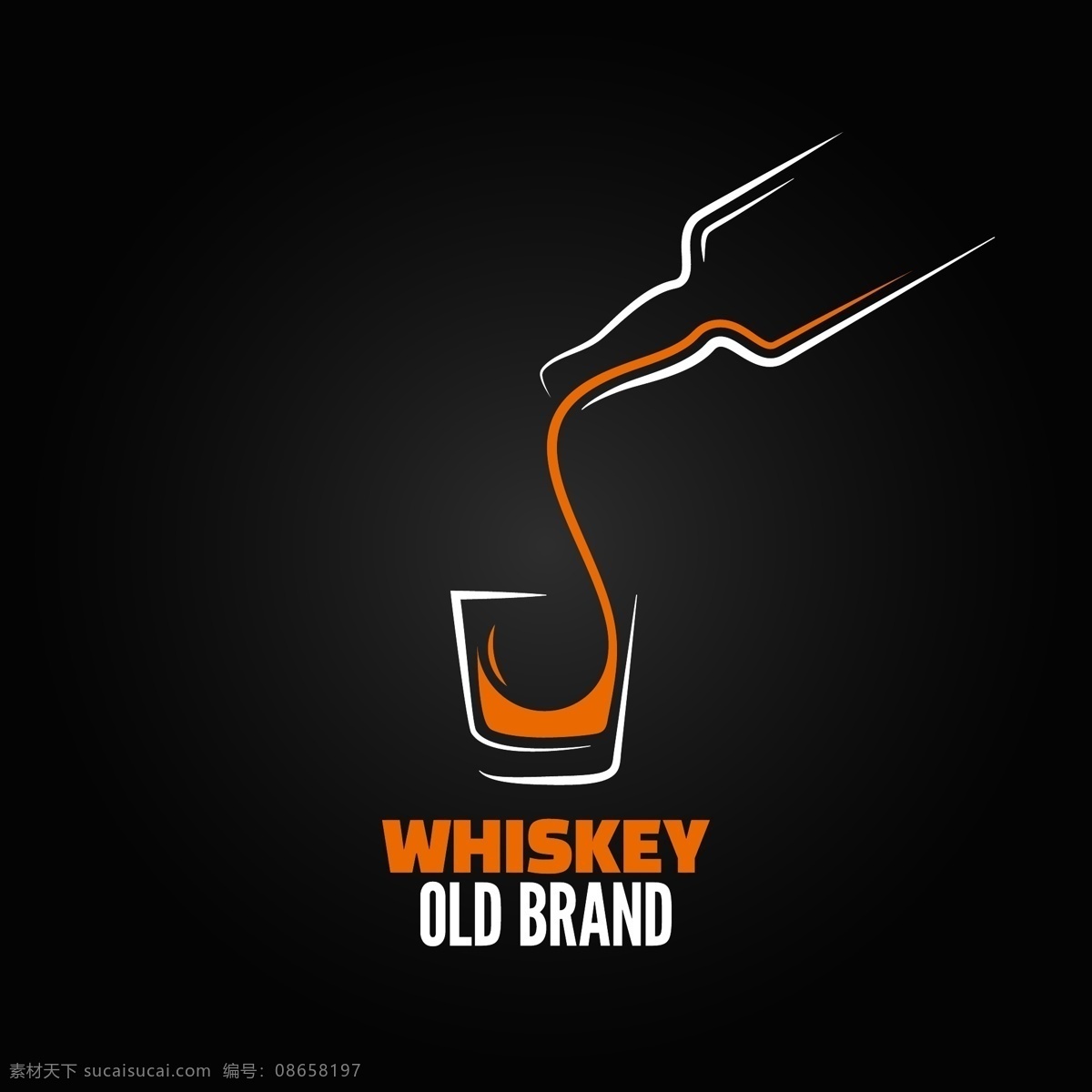 威士忌酒标志 威士忌 酒标志 酒瓶 酒杯 酒logo 行业标志 标志图标 矢量素材 黑色