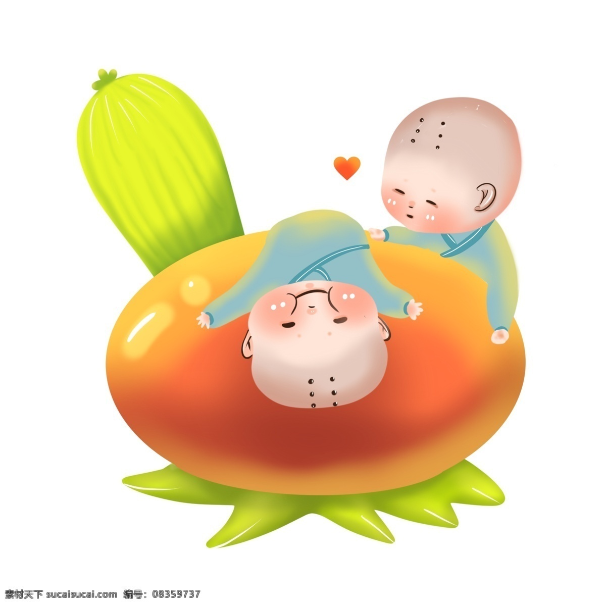 小 和尚 世界 无 肉 日 苦瓜 卡通 可爱 吃素 食物 番茄 小和尚 双人 素食 世界无肉日