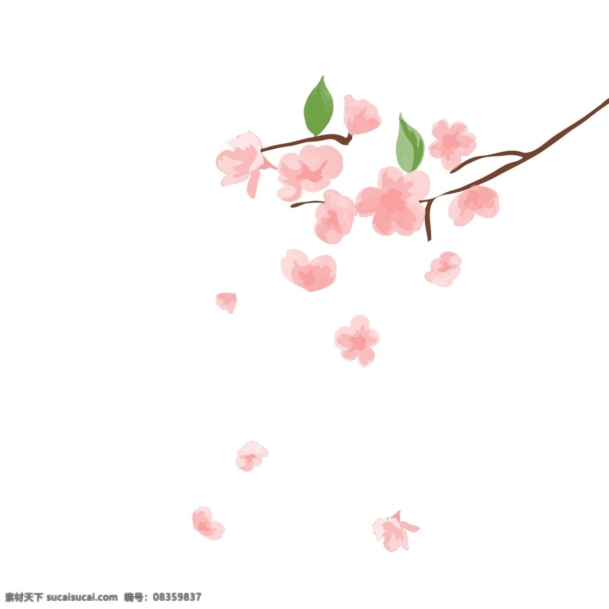 粉色 桃花 飘落 小 清新 手绘 小清新 花朵 树叶 小花 红色 装饰 线条 文艺 醒目 可爱 叶子