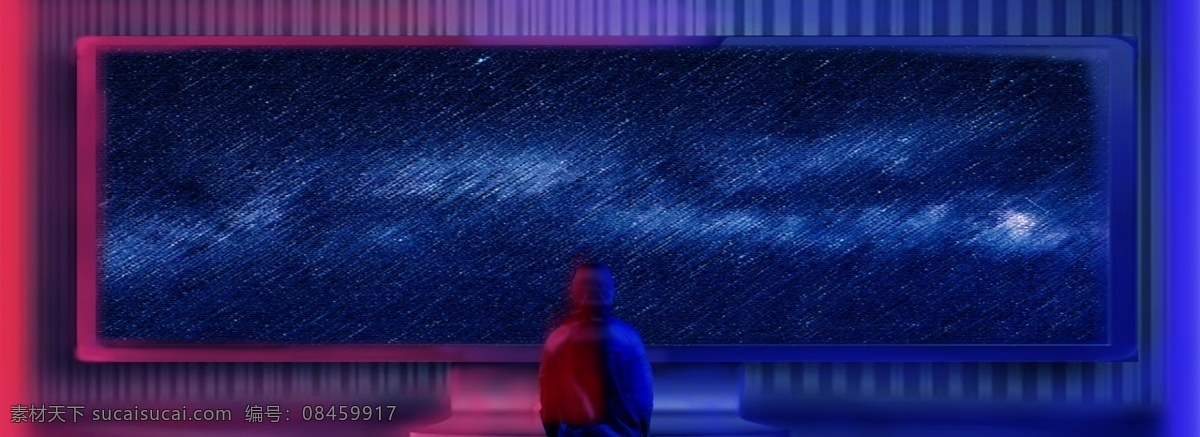 电商 电脑 霓虹 彩色 背景 图 背景图 紫色 红色 蓝色 banner 人形