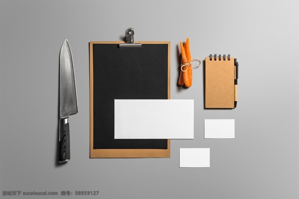 不同 种类 生活用品 源文件 白纸 黑色 记事本 水果刀 文件夹 装饰图案