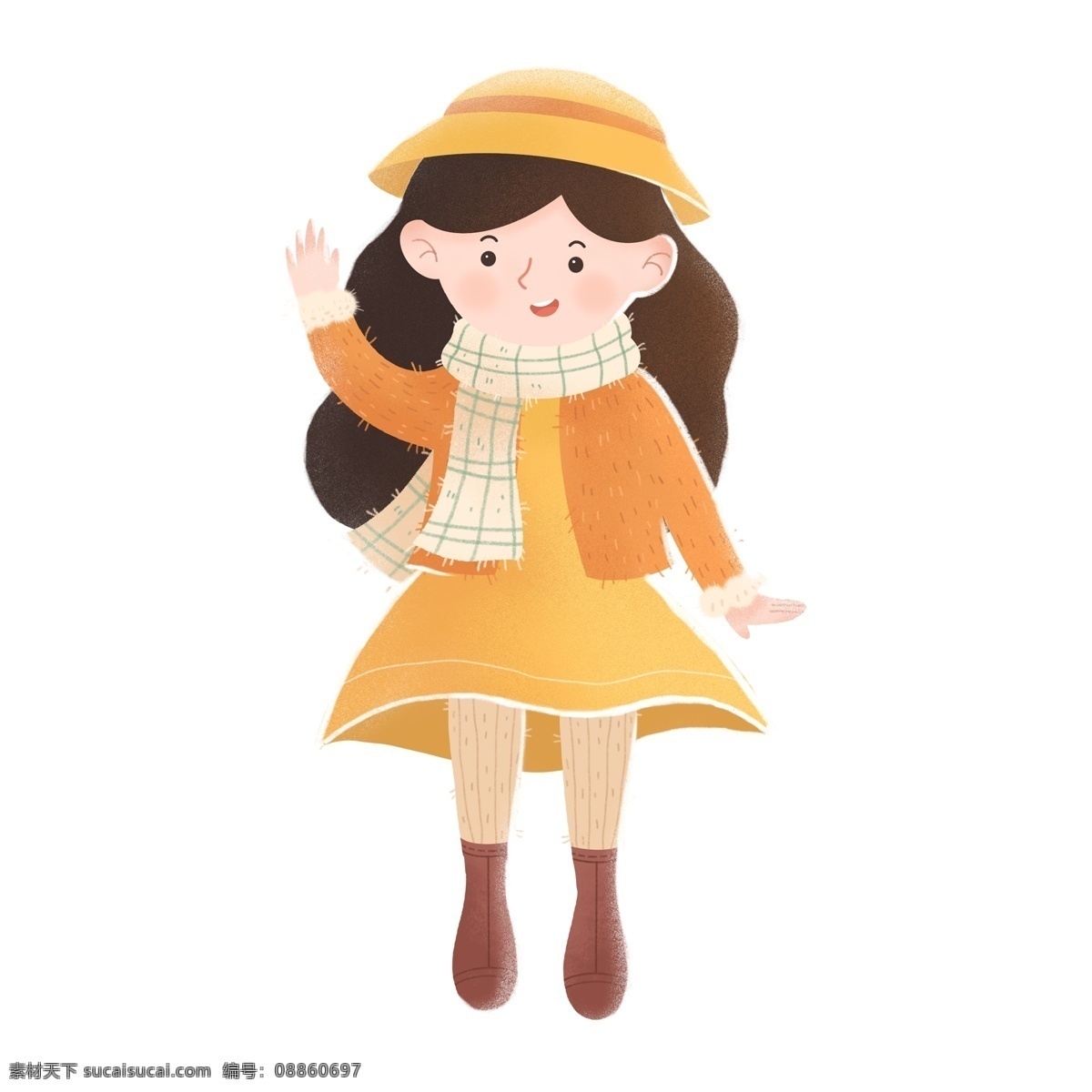 彩绘 冬季 女孩 元素 人物 设计元素 简约 时尚女孩 手绘 装饰图案 元素设计 手绘元素 psd元素