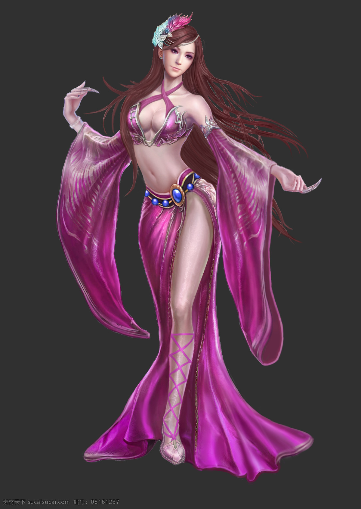 紫衣美女 游戏人物素材 模板下载 游戏人物 游戏 动漫人物 游戏原画 网游人物 美女 扇子 手绘美女 仙侠 人物 原画 高清原画 动漫动画