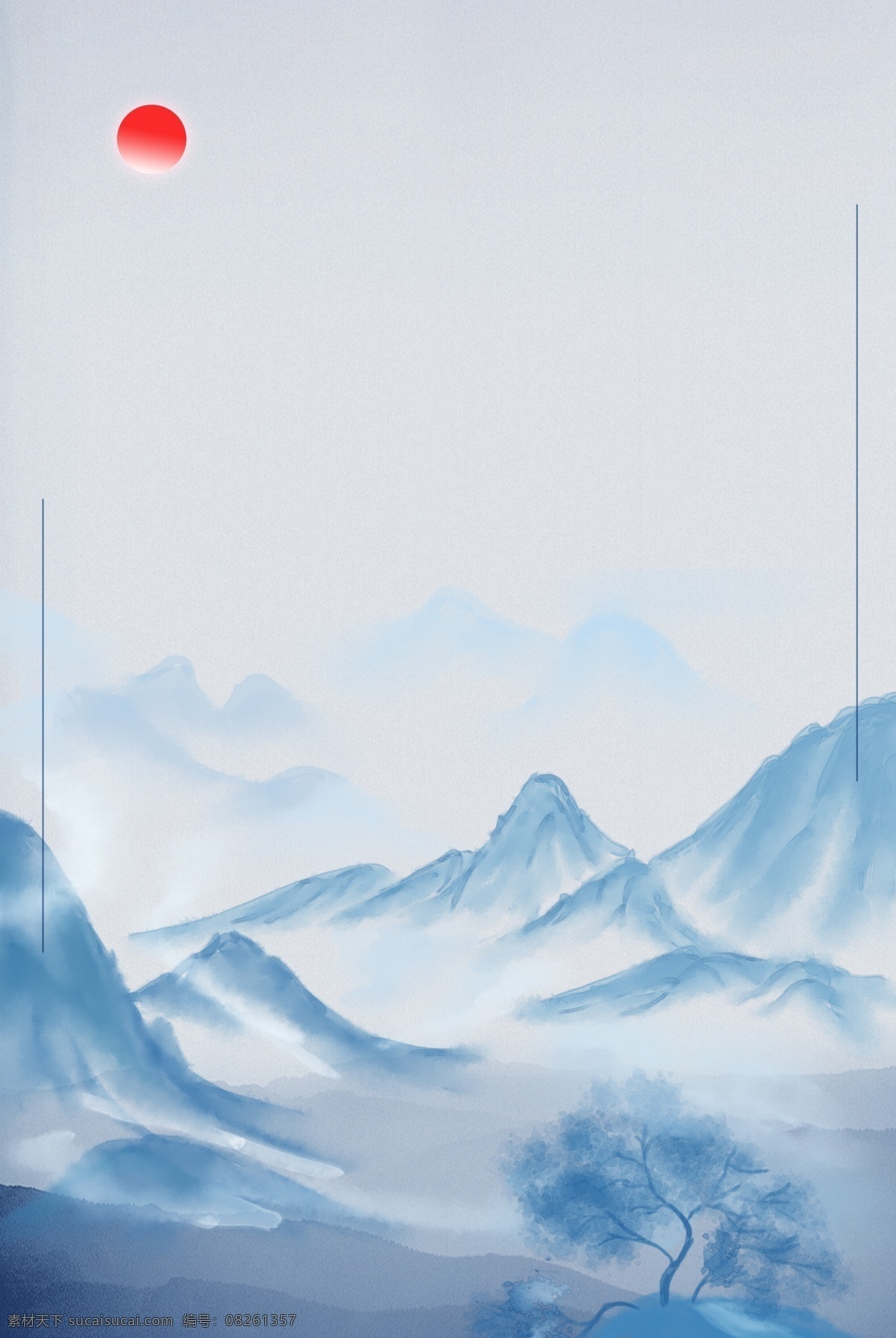 中国 风 红日 山水 水墨 叠 山 背景 唯美中国风 小清新水墨 唯美山水 唯美水墨 中国风 山水风 叠山 高山