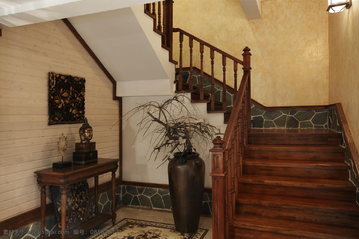 实木 转角 楼梯 装修 效果图 别墅 创意 环境设计 家居 家装实景图 设计素材 时尚 室内设计 室内装修 现代装修 转角楼梯