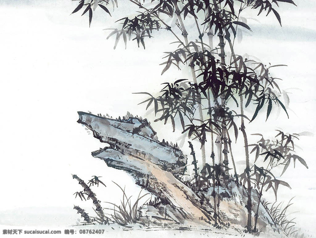 中国画竹 竹 中国画 设计素材 竹的专辑 中国画篇 书画美术 白色