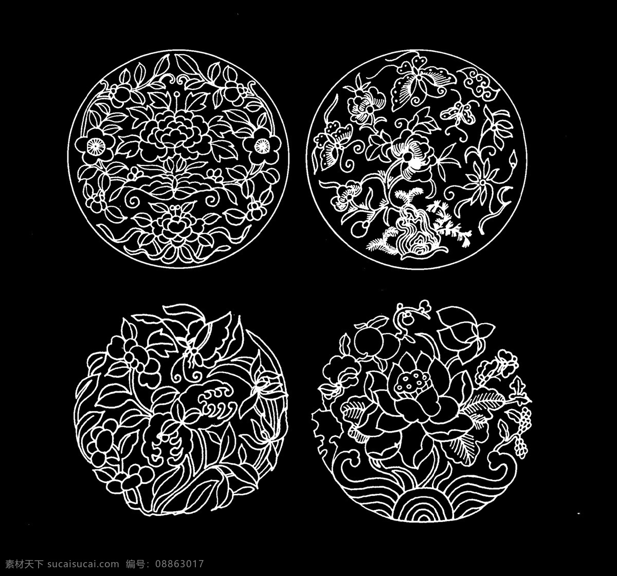 经典纹样 织绣图案 纹样 传统纹饰 装饰图案 传统文化 织绣 纺织 编织 刺绣 团花 圆形 对称 分层 源文件