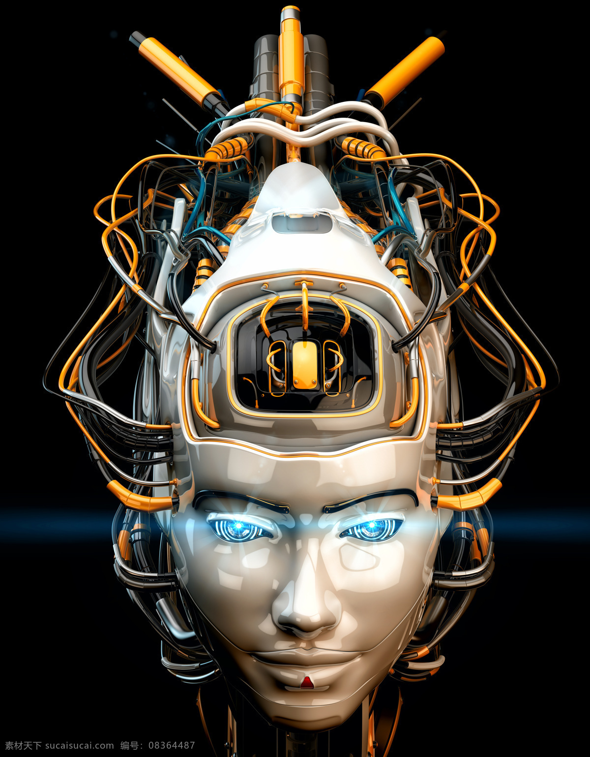机器人 头部 电线 眼睛 发光 科技 其他人物 人物图片